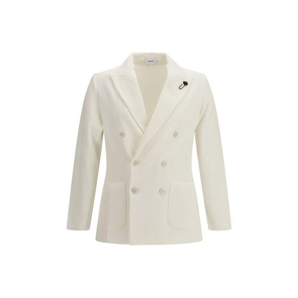 Lardini Cotton Blazer with Single-Breasted Design Men White Blazers